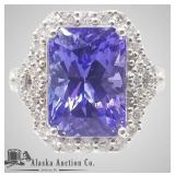 Natural diamond and tanzanite ring size 7, with an