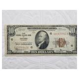 1929 $10 note gold seal, from Federal Reserve bank