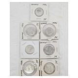 7 German 2 Mark silver coins all are the Paul Von