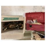 Box of assorted hinges and a large lot of assorted