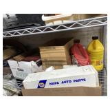 Mixed shelf lot with literature, fishing line, toy