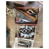 Variety of hand saws, a number of large bastard fi