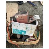 Large lot with painting supplies, box of nails, 50