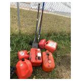 Large lot of gas cans and ice chipping bars NO SHI