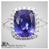 Superior quality tanzanite and diamond ring, size