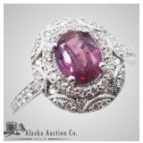 Rare unheated Kashmir sapphire and diamond ring si