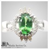 Tsavorite and diamond ring size  7, One of a kind