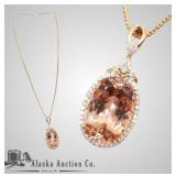 14kt Rose gold Morganite and diamond necklace.  Su