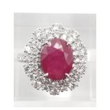 Extremely rare Burmese ruby and diamond ring, size