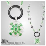Diamond and Tsavorite necklace, with black onyx th