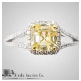 18kt Gold and Platinum diamond and yellow sapphire