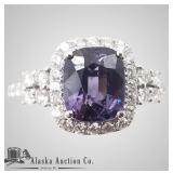 Spinel and diamond ring size 7, set in platinum, c