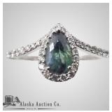 Excellent color change Alexandrite and diamond rin