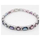 All Natural multi-color spinel and diamond bracele