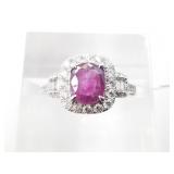 Rare unheated Kashmir sapphire and diamond ring si