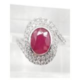 Extremely rare Burmese ruby and diamond ring, size