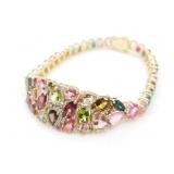 14kt Gold tourmaline and diamond bracelet, designe
