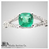 14kt Gold emerald and diamond ring, size 6 designe