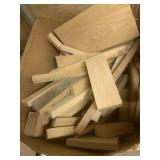 Box with assorted wood  pieces, variety of species