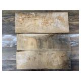 3 Partially weathered, curly maple planks, about 2