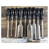 large set of Stanley chisels