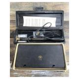 Branding iron, electric, and a set of drawing inst