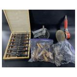 Lot with large diameter wood drill bits, drum atta