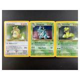 Three 1999 Vintage Pokemon Holographic Cards. Incl