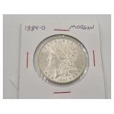 1884 O Morgan silver dollar AU 50 or better