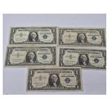 5 Assorted silver certificates