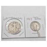 Lot of 2: 1935 S silver Walking Liberty half dolla