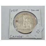 1958 Canadian silver dollar