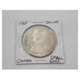1965 Canadian silver dollar, small bead variety