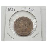 1854 Large cent mid grade