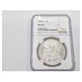 1883 O Morgan silver dollar, MS63 by NGC