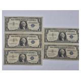 Five Assorted silver certificates