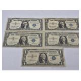 Five Assorted silver certificates