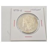1878 S Morgan silver dollar AU 50 or better
