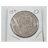 1891 O Morgan silver dollar