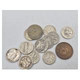 US coin lot: 1853 (?), seated Liberty silver dime