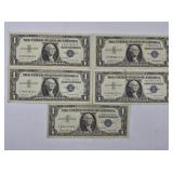Five Assorted silver certificates
