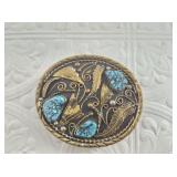 Vintage brass and Howlite belt buckle