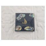 Small tile with resin encased abalone depicting a
