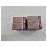 2 Brass double coat hooks in box