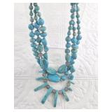 Multi-strand faux turquoise necklace