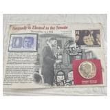 1968 D 40% silver Kennedy half dollar with stamp