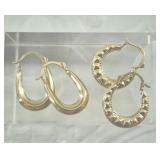 2 Pairs of 10kt gold earrings, all 4 pieces weigh
