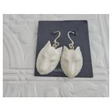 Bone wolf head earrings on sterling silver hooks