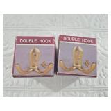 2 Brass double hooks in box