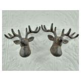 Pair of cast iron deer drawer pulls, both back bol